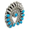 Nora Tsosie, Pierced Earrings, Kingman Turquoise, Navajo Made, 1 3/8" x 1 1/2"