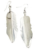 Chester Charley, Earrings, Eagle Feather, French Hook, Navajo Handmade, 3 1/8"