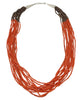 Juanita Skeets, Necklace, 12 Strands, Mediterranean Coral Beads, Navajo, 23"