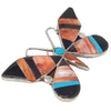 Angus Ahiyte, Pin, Pendant, Butterfly, Multi-Stone Inlay, Zuni Handmade, 2 1/4"