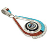 Don Dewa, Pendant, Spinner, Sunface, Turquoise, Coral, Jet, Zuni Made, 2 7/8"