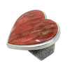 Kelsey Jimmie, Tufa Cast Ring, Spiny Oyster Shell, Red Heart, Navajo Made, 8 3/4