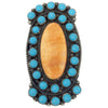 Lee Brown, Cluster Ring, Turquoise, Spiny Oyster Shell, Navajo Handmade, 9