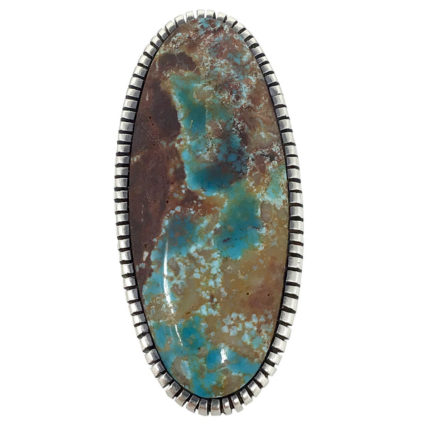 Aaron Anderson, Tufa Cast Ring, Golden Hill Turquoise, Navajo Handmade, Size 8