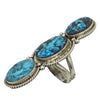 Fred Francis, Ring, Three Stone, Kingman Turquoise, Silver, Navajo Handmade, 10