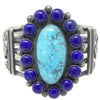 Freddie Maloney, Cluster Bracelet, Kingman Turquoise, Lapis, Navajo Made, 6 3/4"