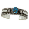 Ron Bedonie, Bracelet, Kingman Turquoise, Stamping, Navajo Handmade, 6 1/2"