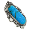 Leslie Nez, Old Style Ring, Kingman Turquoise, Navajo Handmade, Adjustable