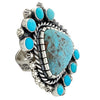 Kevin Billah, Cluster Ring, Kingman Turquoise, Silver, Navajo Made, Adjustable