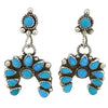 Violet Nez, Earrings, Naja, Kingman Turquoise, Cluster, Silver, Navajo, 2"