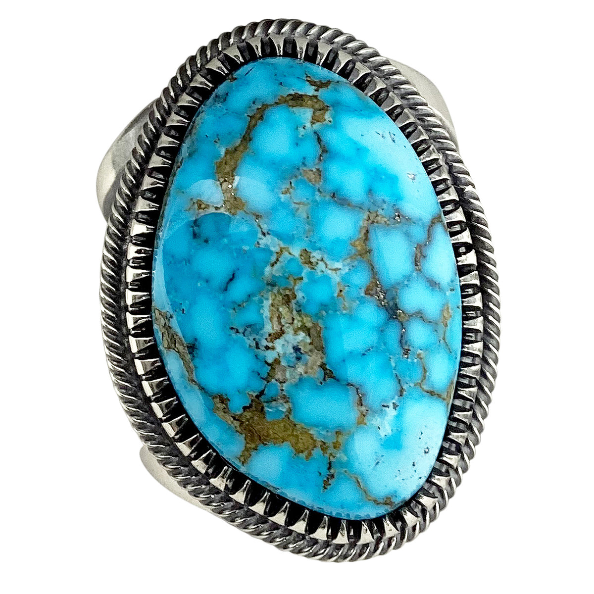 Floyd Parkhurst, Ring, Kingman Turquoise, Stamping, Navajo Handmade, 9 ...