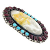 Anthony Skeets, Ring, Triple Color Cluster, Silver, Navajo Handmade, 8 1/4