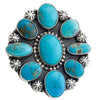 Annie Hoskie, Cluster Ring, Various Turquoise Mines, Navajo Made, Adjustable