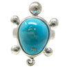 Rebecca Lalio, Ring, Turquoise Turtle, Sterling Silver, Zuni Handmade, 7