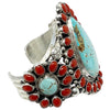 Tyler Brown, Bracelet, Turquoise, Coral Cluster, Silver, Navajo Handmade, 6 3/4"