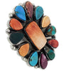 Selena Warner, Ring, Cluster, Turquoise, Spiny Oyster Shell, Navajo Made, 10 1/2