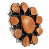 Selena Warner, Ring, Cluster, Orange Spiny Oyster Shell, Navajo Made, 6 1/2