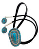 Jazz Wilson, Bolo, Kingman Turquoise, Cluster, Silver, Navajo Handmade, 44"