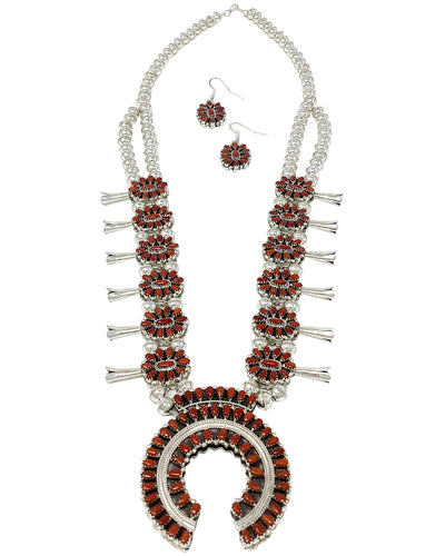 Eldon James, Necklace, Silver Squash Blossom, Reversible Coral and Turquoise Stones, Navajo 30