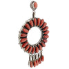 Vie Bobelu, Earrings, Mediterranean Coral, Dangles, Navajo Handmade, 2 3/4"