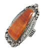 Tyler Brown, Ring, Orange Spiny Oyster Shell, Silver, Navajo Handmade, 7 ¼