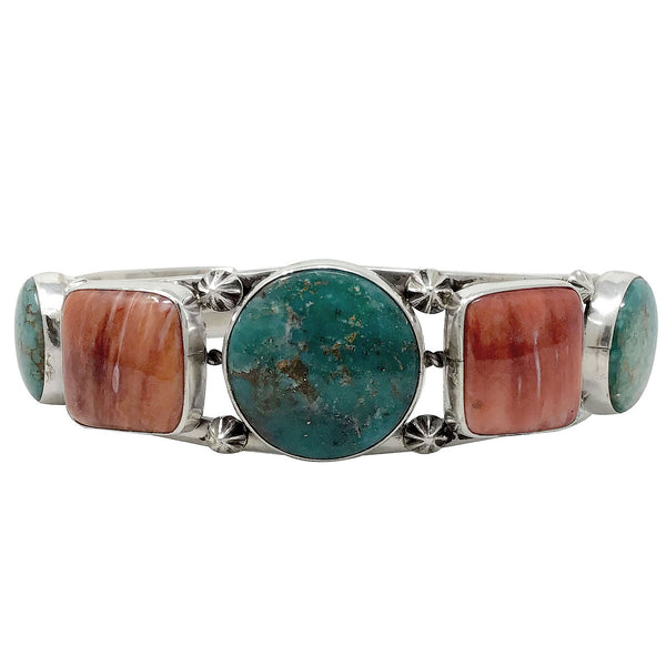 Lyanne Goodluck, Row Bracelet, Turquoise, Spiny Oyster Shell, Navajo Made, 7