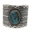 Julian Chavez, Stamped Bracelet, Wide, Bisbee Turquoise, Navajo Handmade, 7 1/4"