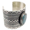 Julian Chavez, Stamped Bracelet, Wide, Bisbee Turquoise, Navajo Handmade, 7 1/4"
