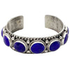 Donovan Cadman, Row Bracelet, Blue Lapis Lazuli, Stamping, Navajo, 6 3/4"