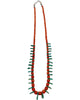 Navajo Bead Necklace, Mediterranean Coral, Emerald Valley Turquoise, 28"