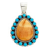Melvin, Tiffany Jones, Cluster Pendant, Turquoise, Spiny Oyster, Navajo, 3 1/8"