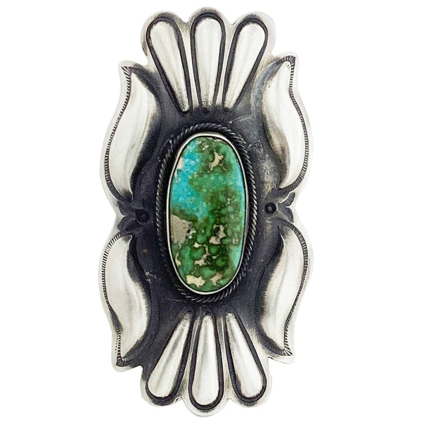 Julian Chavez, Ring, Sonoran Gold Turquoise, Old Style, Navajo Handmade, 7 1/2