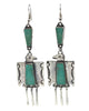 Fred Begay, Dangle Earrings, Eagle, Green Turquoise, Navajo Handmade, 3 7/8"