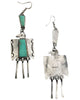 Fred Begay, Dangle Earrings, Eagle, Green Turquoise, Navajo Handmade, 3 7/8"