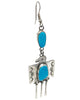 Fred Begay, Dangle Earrings, Eagle, Blue Turquoise, Navajo Handmade, 3 3/4"