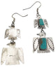 Fred Begay, Dangle Earrings, Double Eagle, Turquoise, Navajo Handmade, 2 7/8"