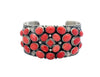 Gary Reeves, Coin Silver Bracelet, Mediterranean Coral, Navajo Handmade, 7 1/8"