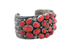 Gary Reeves, Coin Silver Bracelet, Mediterranean Coral, Navajo Handmade, 7 1/8"