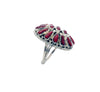 Nora Tsosie, Ring, Mediterranean Coral, Oval, Cluster, Silver, Navajo Made, 8