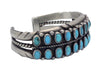 Navajo Handmade Bracelet, Circa 1970s, Persian Turquoise, Classic Row, 6 7/8"