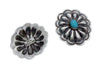 Rita Lee, Earrings, Concho Design, Silver, Turquoise, Navajo Handmade, 1.25