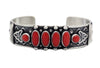 Darrell Cadman, Bracelet, Mediterranean Coral, Silver, Arrow, Navajo Handmade, 6.75
