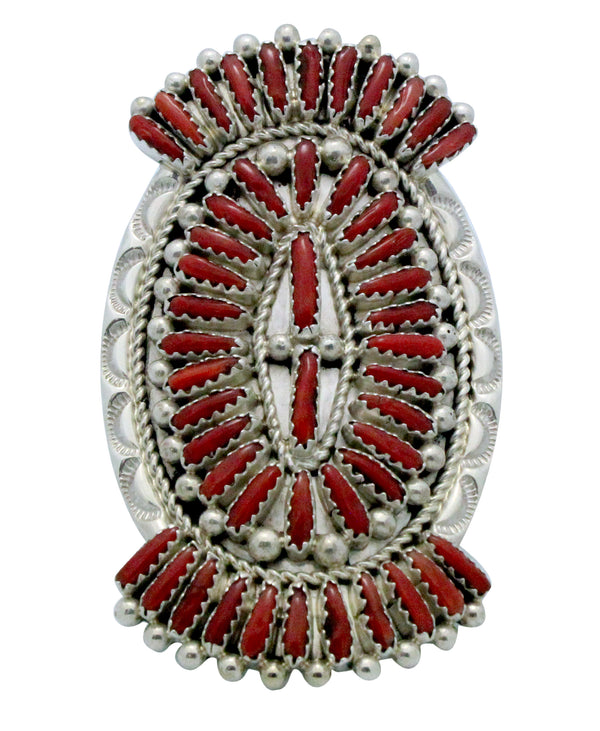 Eric Wilson, Ring, Mediterranean Coral, Cluster, Silver, Navajo Handmade, 8
