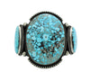 Herman Smith, Bracelet, Kingman Turquoise, Silver, Navajo Handmade, 6 3/4"