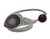 Fritz Casuse, Silver Wire Wrapped Ring with Agate, Maroon Pearl, 7