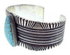 Ron Bedonie, Number Eight Turquoise, Filed, Stamped Silver, Navajo