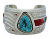 Michael Perry, Bracelet, Kingman Turquoise, Coral, Bear Claw, Navajo Made, 6 in