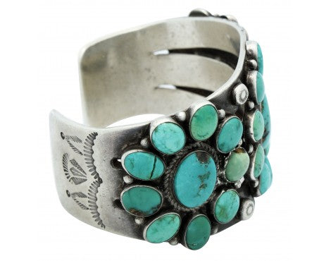 Navajo Bracelet, Handmade, Nevada Turquoise, Ingot Silver, Circa 1950s ...