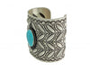 Herman Smith, Kingman Turquoise, Wide Sterling Silver Cuff, Navajo, 7"