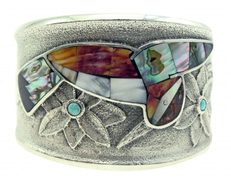 Monty Claw, Tufa Cast Bracelet, Hummingbird, Multi Stone, Navajo Made, 6.5